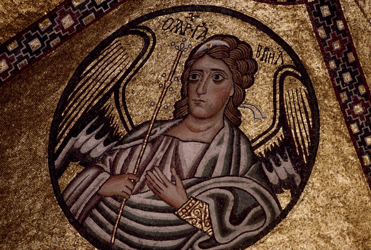 天使の像 10世紀初頭に設立されたギリシャのホシオス・ルカス修道院のモザイク画 作： 不明不明