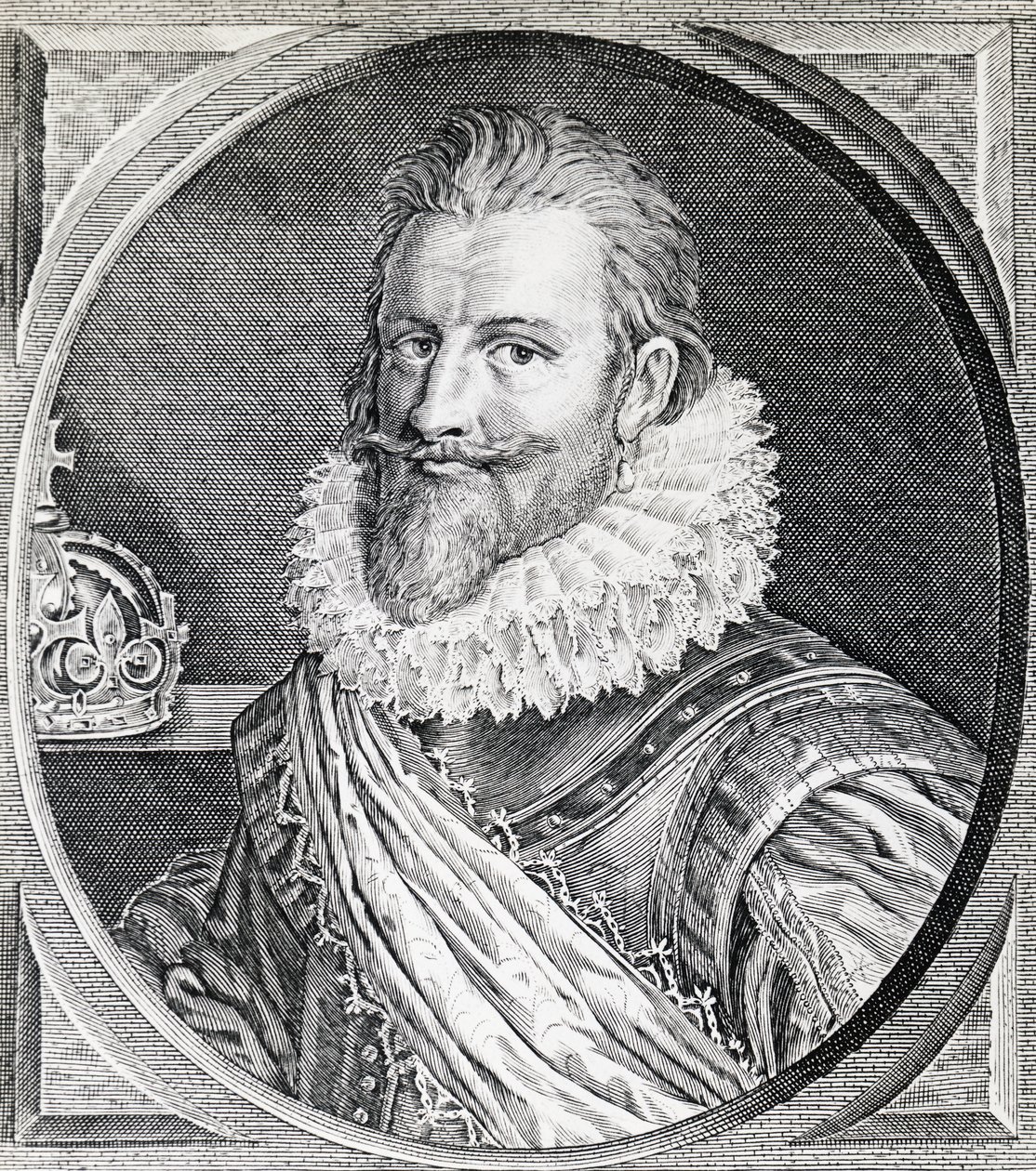 デンマーク・ノルウェー王クリスチャン4世（1588-1648）の肖像（エングレービング 作： 不明不明