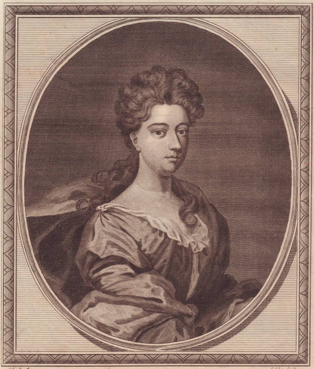 マンチェスター公爵夫人グレヴィル・ドディントン（1672-1720）の肖像、G・クネラーの絵画からジョン・ゴールダー（1729-1795）による銅版画 作： 不明不明