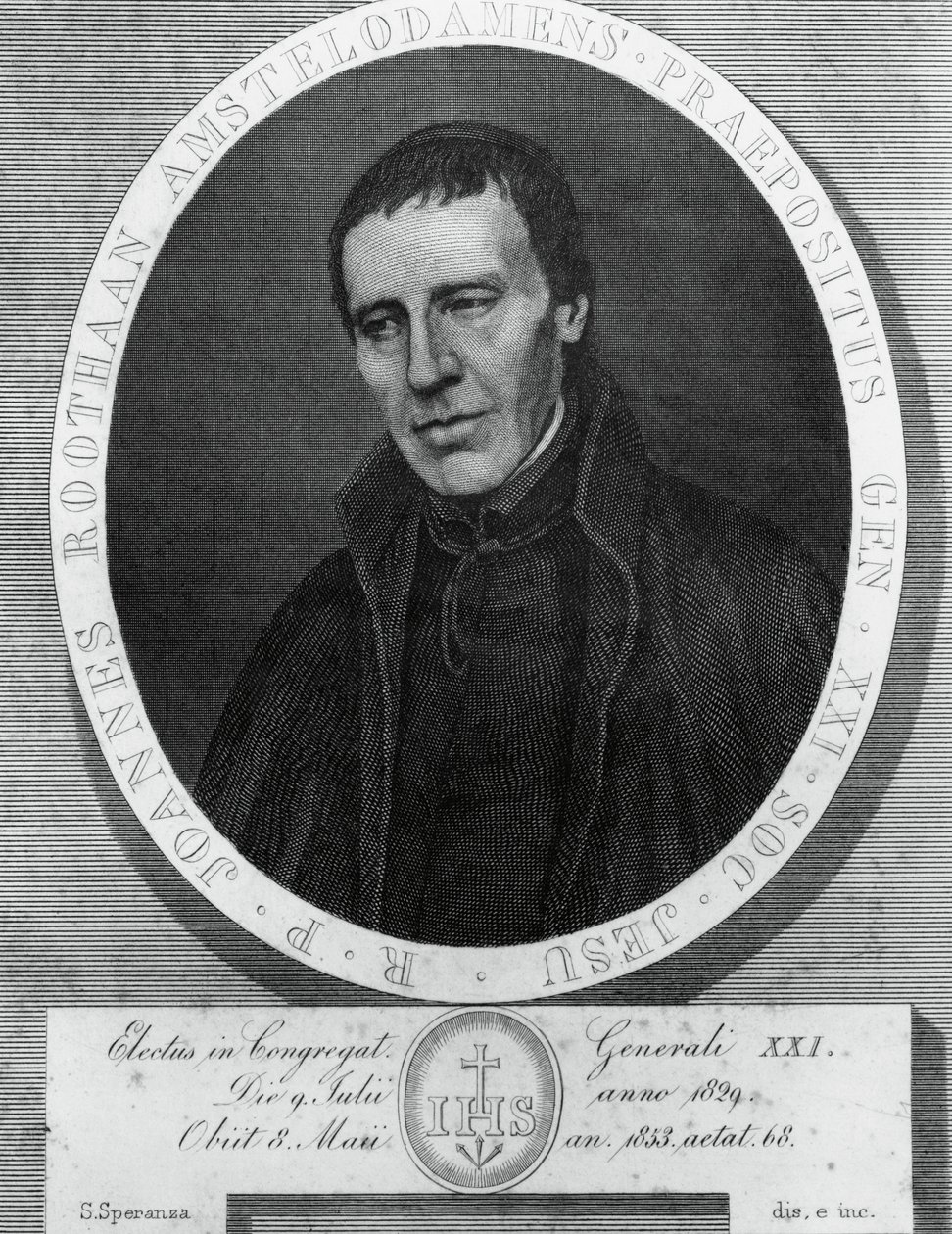 ヤン・フィリップ・ルートハーン（1785-1853）の肖像（オランダのイエズス会、第21代イエズス会総長）Frans Quartierの絵画の後にSerafino Speranza（1862-1911）が描いたドローイングとエングレーヴィング。 作： 不明不明