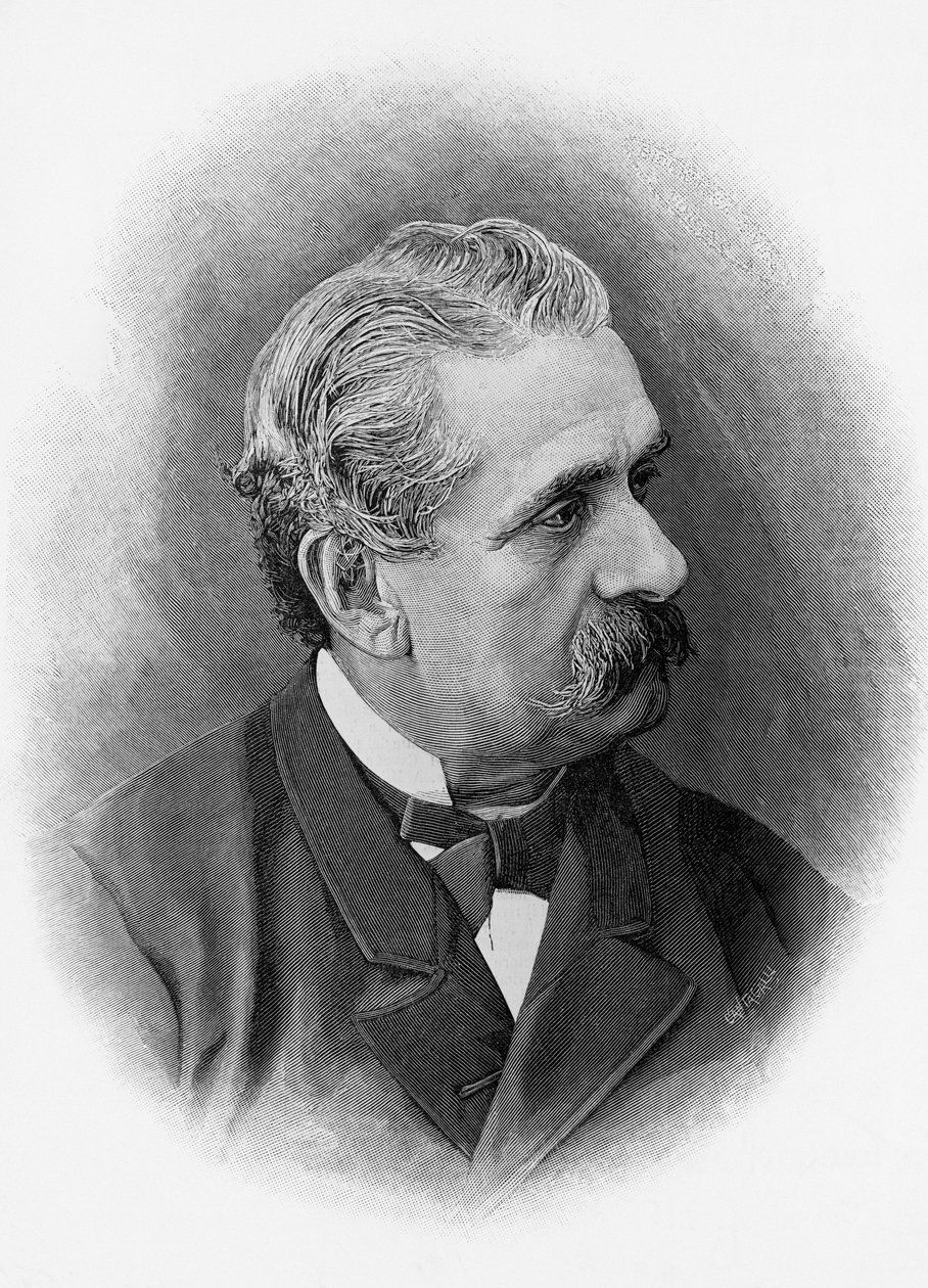 イタリアの劇作家・作家、パオロ・フェラーリ（1822-1889）の肖像、エングレービング 作： 不明不明