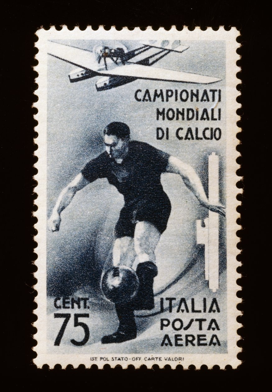 1934年FIFAワールドカップの郵便切手、75セント航空券、イタリア、20世紀 作： 不明不明