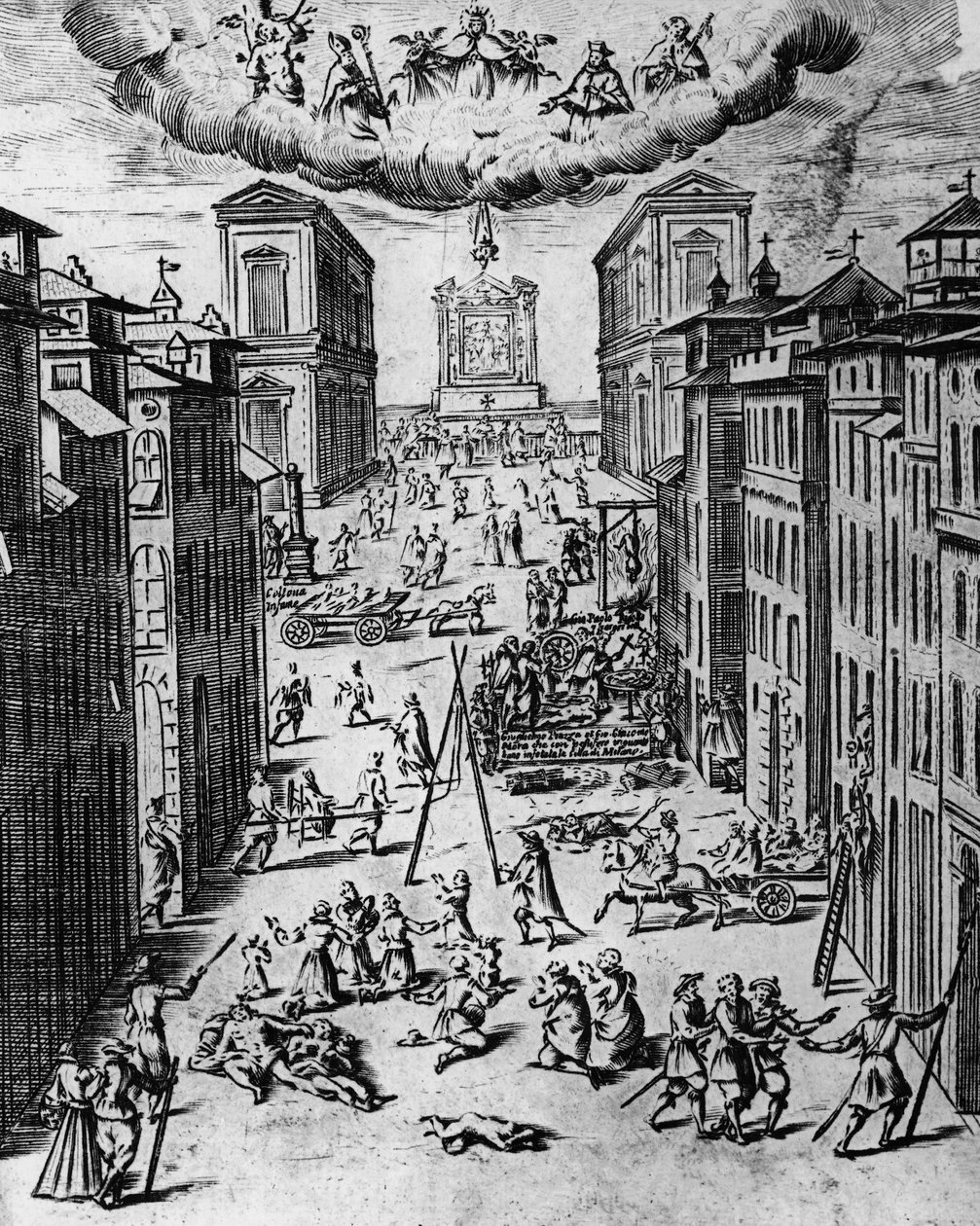1630年のミラノの疫病、エッチング、イタリア 作： 不明不明