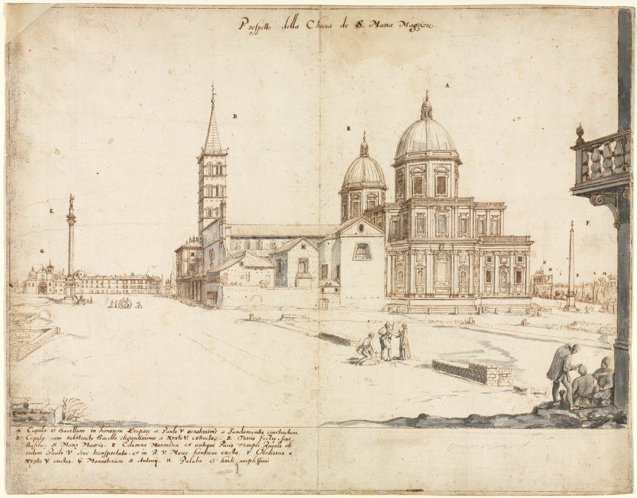 ローマの18の眺め：サンタマリアマッジョーレ大聖堂、1664年。 作： リービン・クルイル