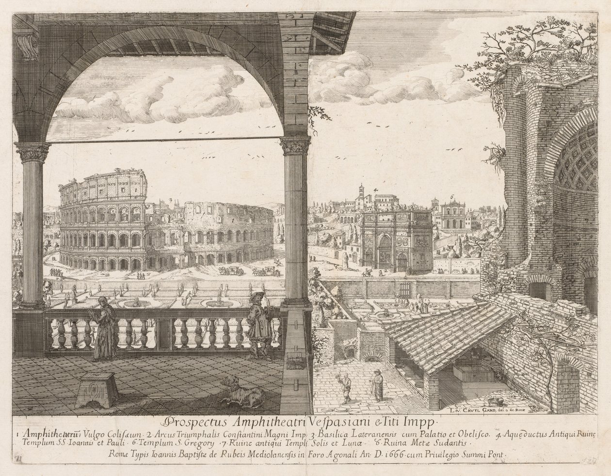 ラルコの見通しLOCURI Rome InsignesのIl Colosseo di Costantino、1666年。 作： リービン・クルイル