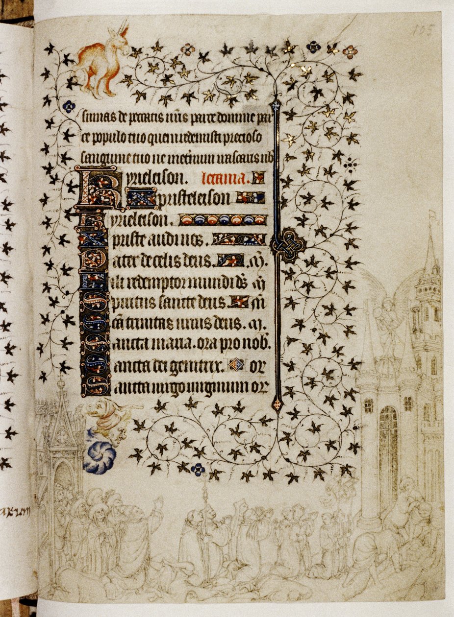 時祷の書より：グレゴリウス大王のペストに対するローマへの大行進 作： リンブール兄弟