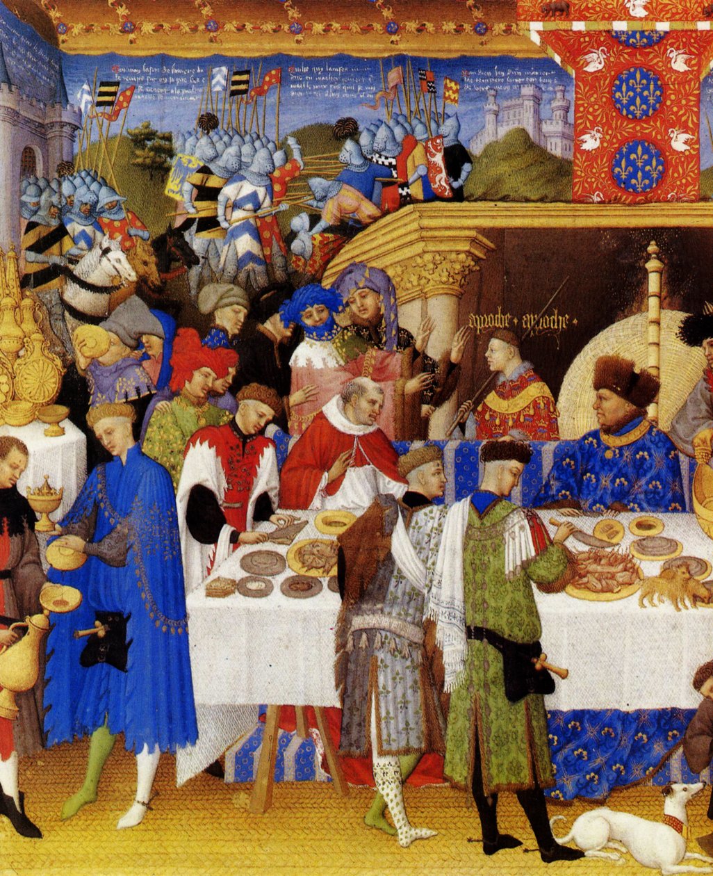 Très Riches Heures du Duc de Berry フォリオ1、裏：1月 作： リンブール兄弟