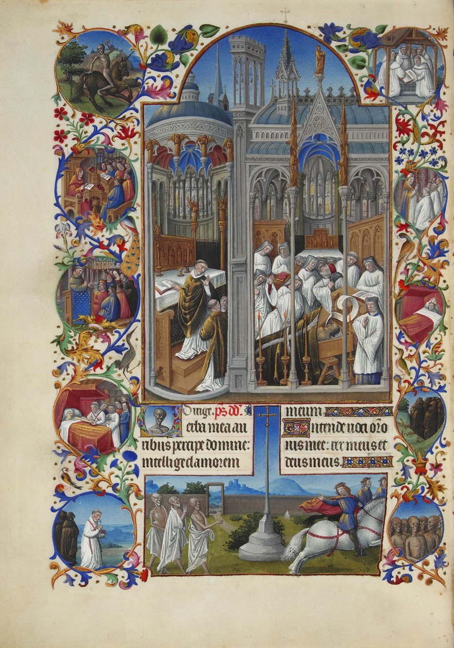 Très Riches Heures du Duc de Berry Folio 86, verso - The Funeral of Raymond Diocrès 作： リンブール兄弟
