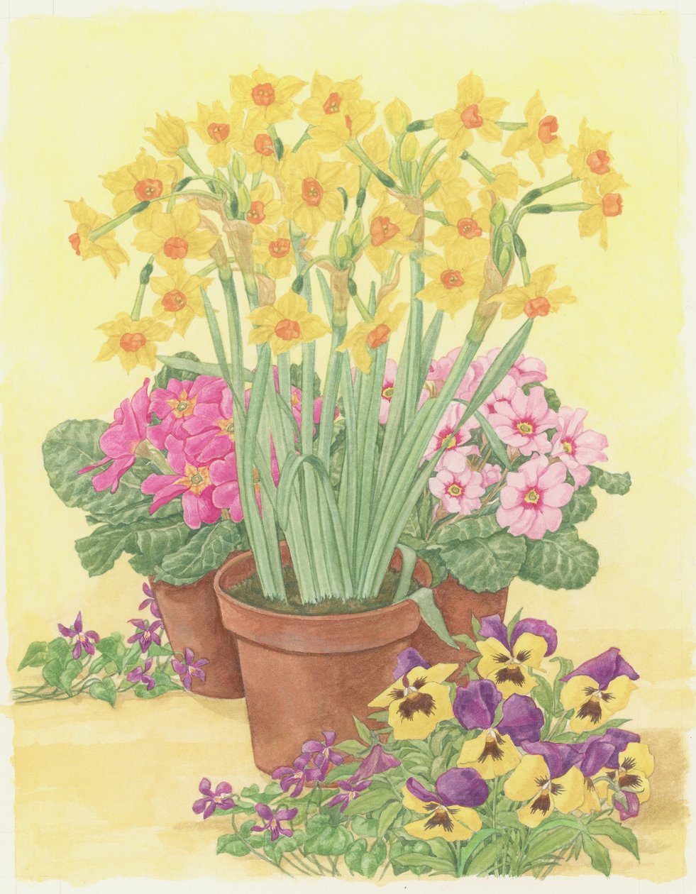 春の花の鉢、2003（紙にトイレ） 作： リンダ・ベントン