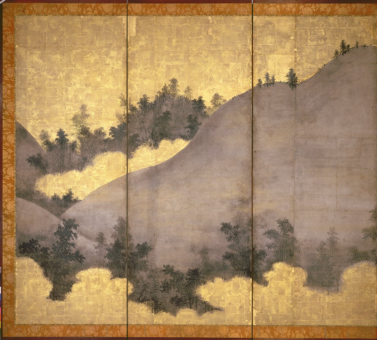 夏の風景（ペンとインク、色、パネル上の金の紙）（216559を参照） 作： りんくうく