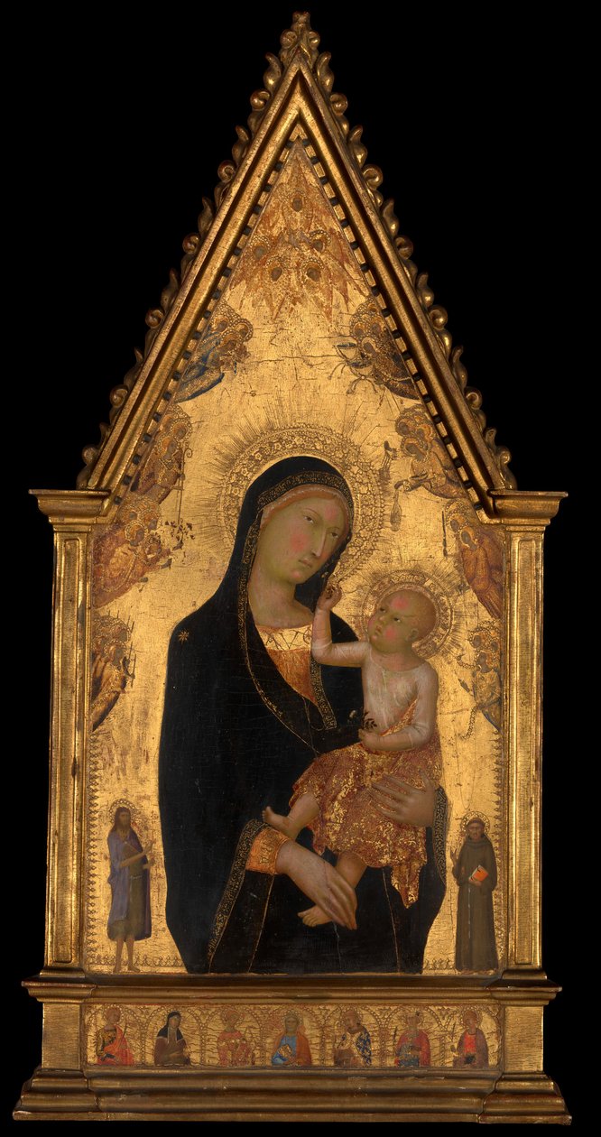 マドンナとチャイルド、セイントとエンジェル、ca. 1350年。 作： リッポ・メンミ