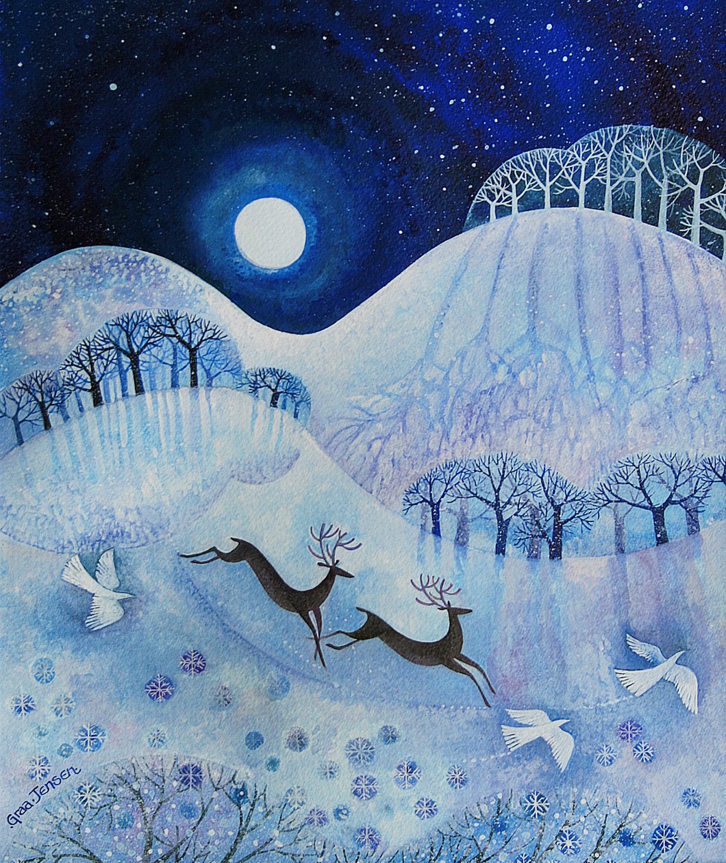 Snowy Peace、2011年（紙にアクリルインクとグーチ） 作： リサ・グラー・ジェンセン