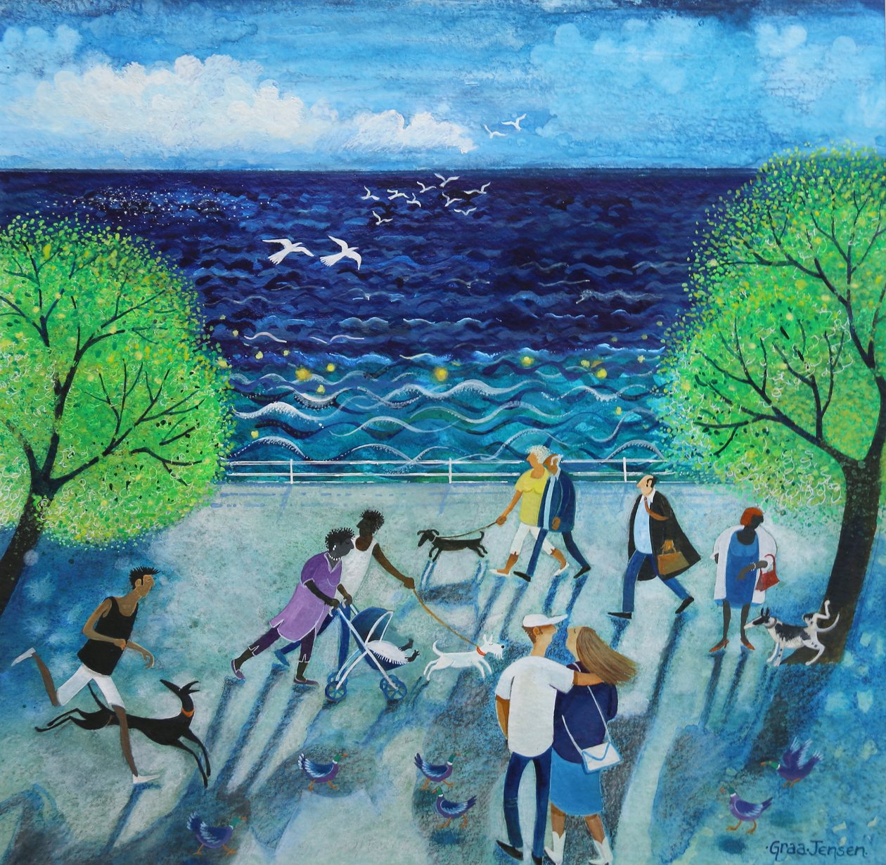 By The Sea、2021、（紙にアクリル） 作： リサ・グラー・ジェンセン