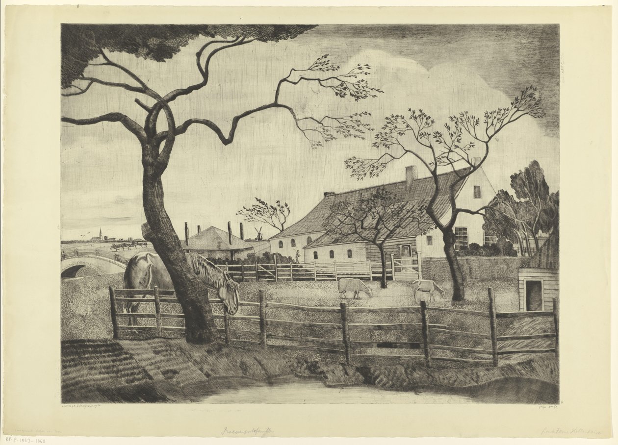 オランダの牧場 Grande ferme Hollandais (原題) 作： Lodewijk Shelfhout（アーティストによる署名）