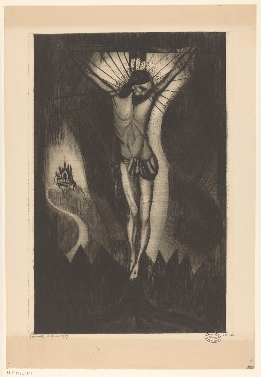 十字架上のキリスト Le Christ II (原題) 作： Lodewijk Shelfhout（アーティストによる署名）
