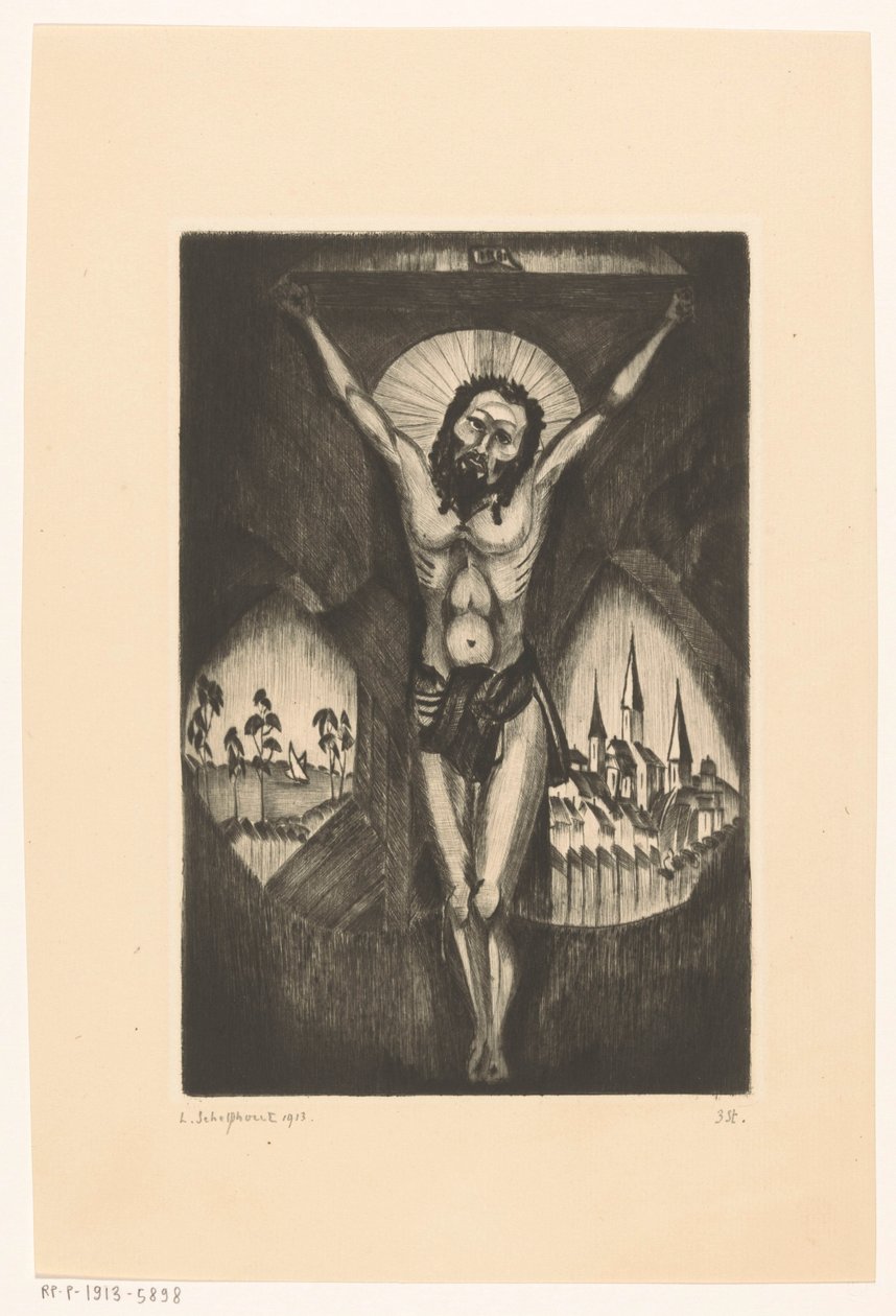 十字架上のキリスト Le Christ I (オブジェクトの元のタイトル) 作： Lodewijk Shelfhout（アーティストによる署名）