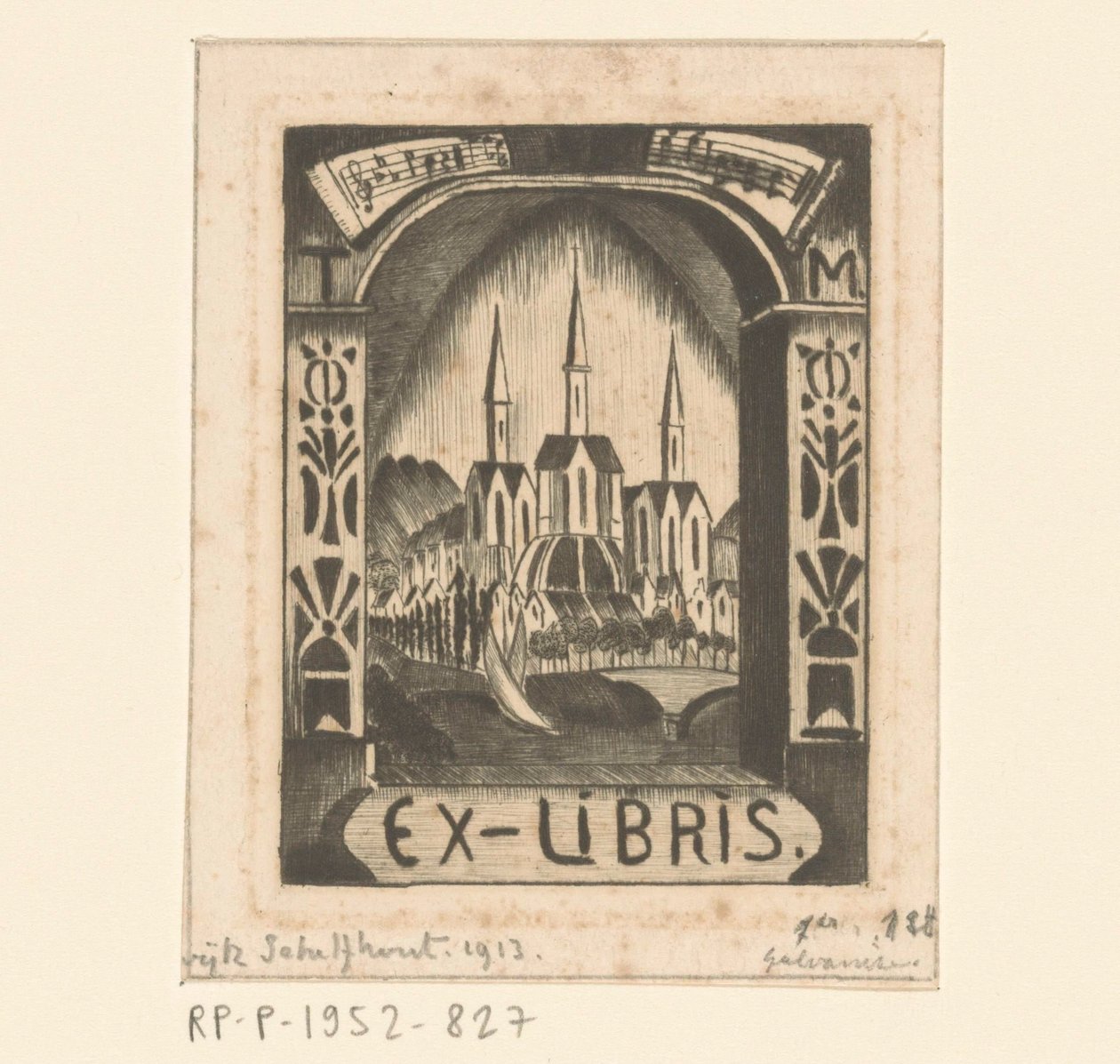 T. MengelbergによるEx libris 作： Lodewijk Shelfhout（アーティストによる署名）
