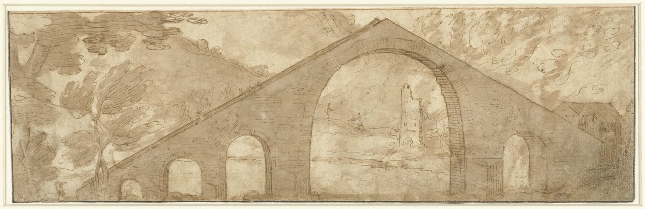 風景の中の急な橋 作： Lodewijk Toeput（に起因）
