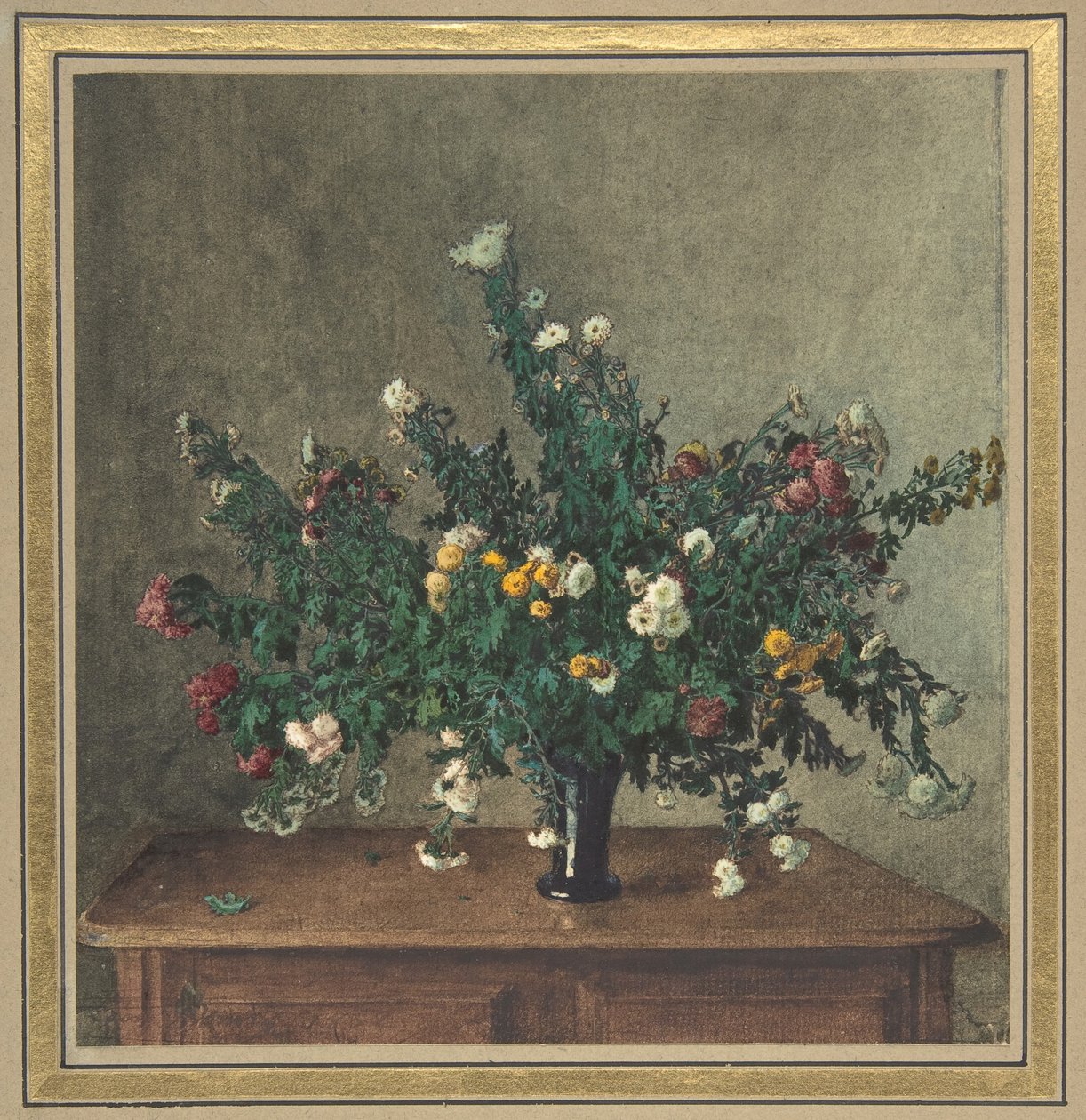 小菊の花束（1862年 作： レオン・ボンビン
