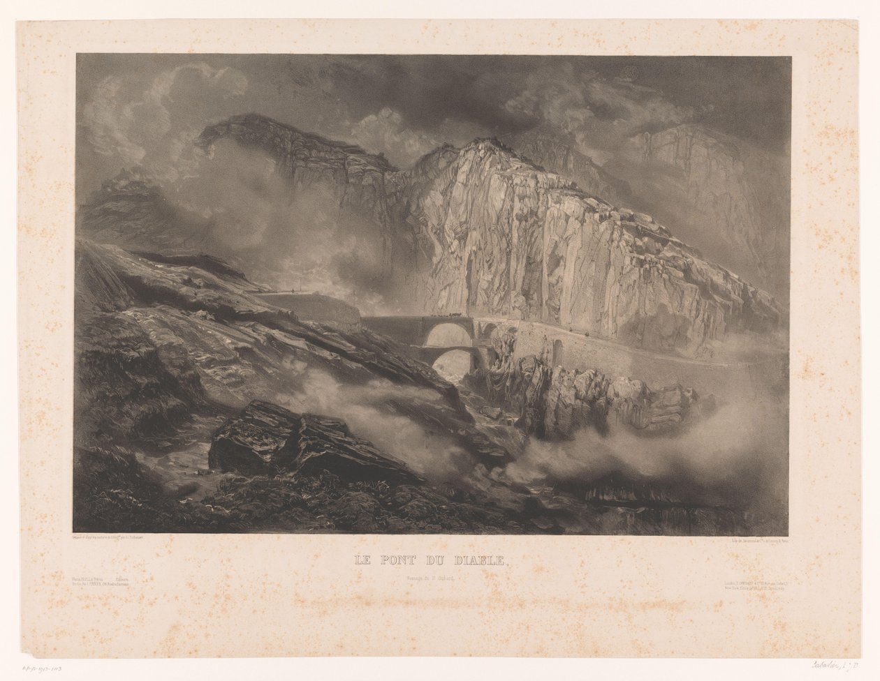 ゴッタルド峠の悪魔の橋の眺め Le Pont du Diable、パッセージ デュ サン ゴタール (オブジェクトのタイトル) 作： レオン・ジャン・バプティスト・サバティエ