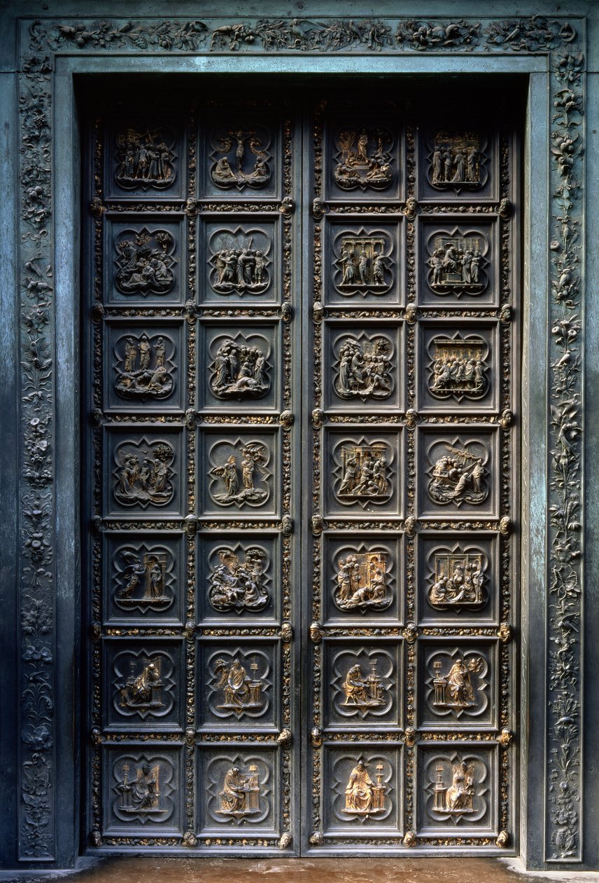 サンジョヴァンニ洗礼堂の北の扉、1403-24年（ブロンズ） 作： ロレンツォ・ギベルティ