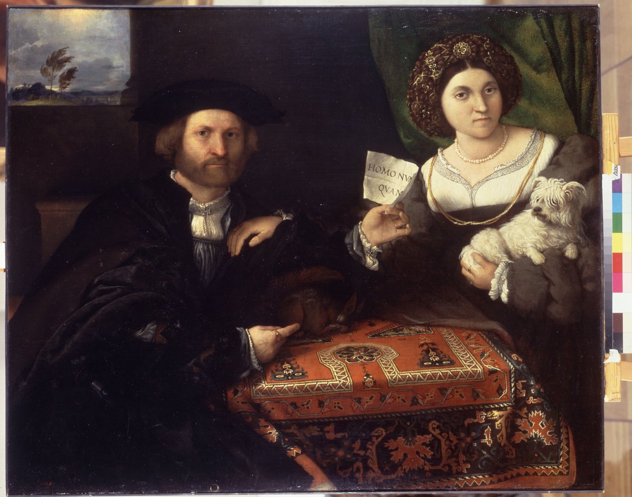 家族写真。 ロレンツォ・ロット (1480-1556) の絵画、1523 年頃。キャンバスに油彩。 ルネサンス期のベネチア美術。 エルミタージュ美術館、サンクトペテルブルク 作： ロレンツォロト