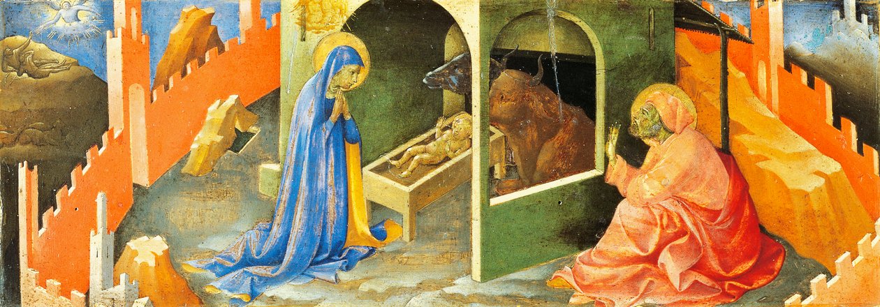 イエスの降誕、プレデラのセクション、ロレンツォ・モナコ作（1370年～1425年頃）、パネルに油彩 作： ロレンツォ・モナコ