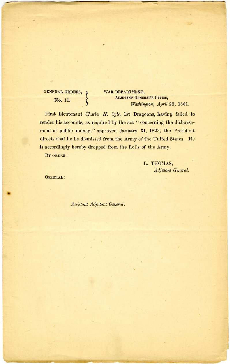 General Orders, No.11, War Department, Adjutant General