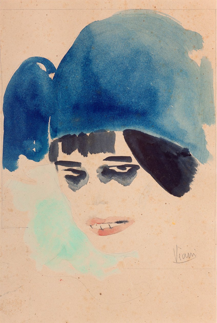 ポートレート、1912年頃（紙に水彩と鉛筆） 作： ロレンツォ・ヴィアーニ