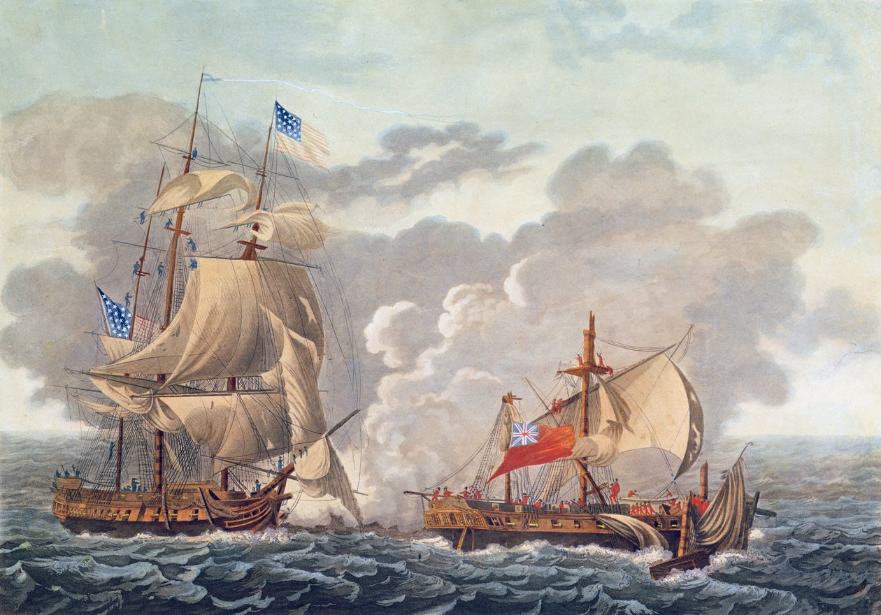 1812年9月29日、アメリカのフリゲート艦によるイギリス船「ザジャワ」の捕獲、J。コクレル著 作： アンブロワーズルイガーネレイ