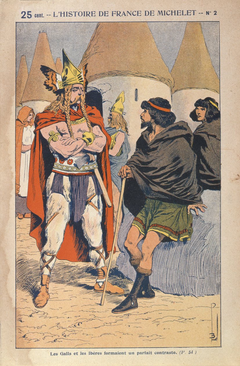 ガリア人とイベリア人、ジュールミシュレ（1798〜1874年）によるフランス歴史地区のイラストc.1900 作： ルイ・チャールズ・ボンブル