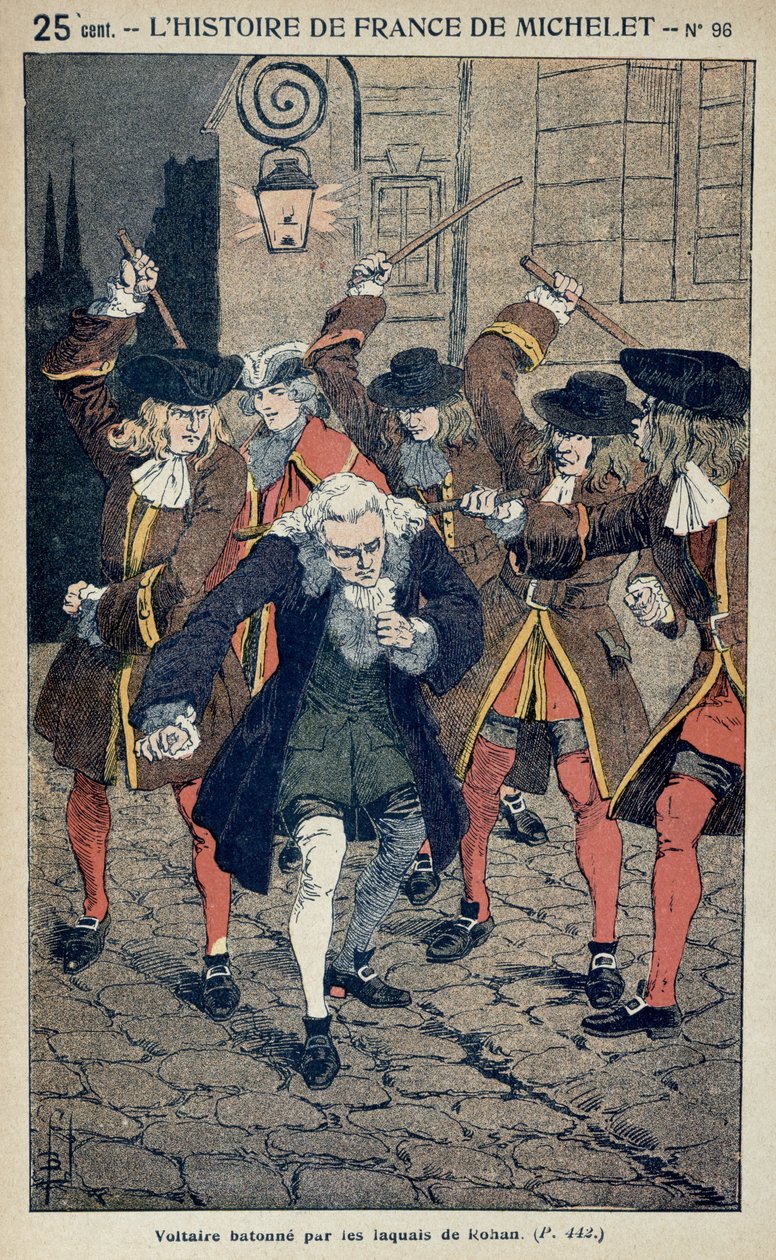 1726年のドゥックロハンの欠員によるヴォルテール（1694-1778）のむち打ち 作： ルイ・チャールズ・ボンブル