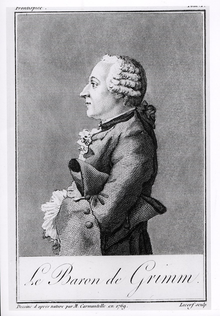 Lecerf、1769によって刻まれた男爵フリードリヒメルキオールグリム（1723-1807） 作： ルイ・カロギス・ディ・カルモンテル