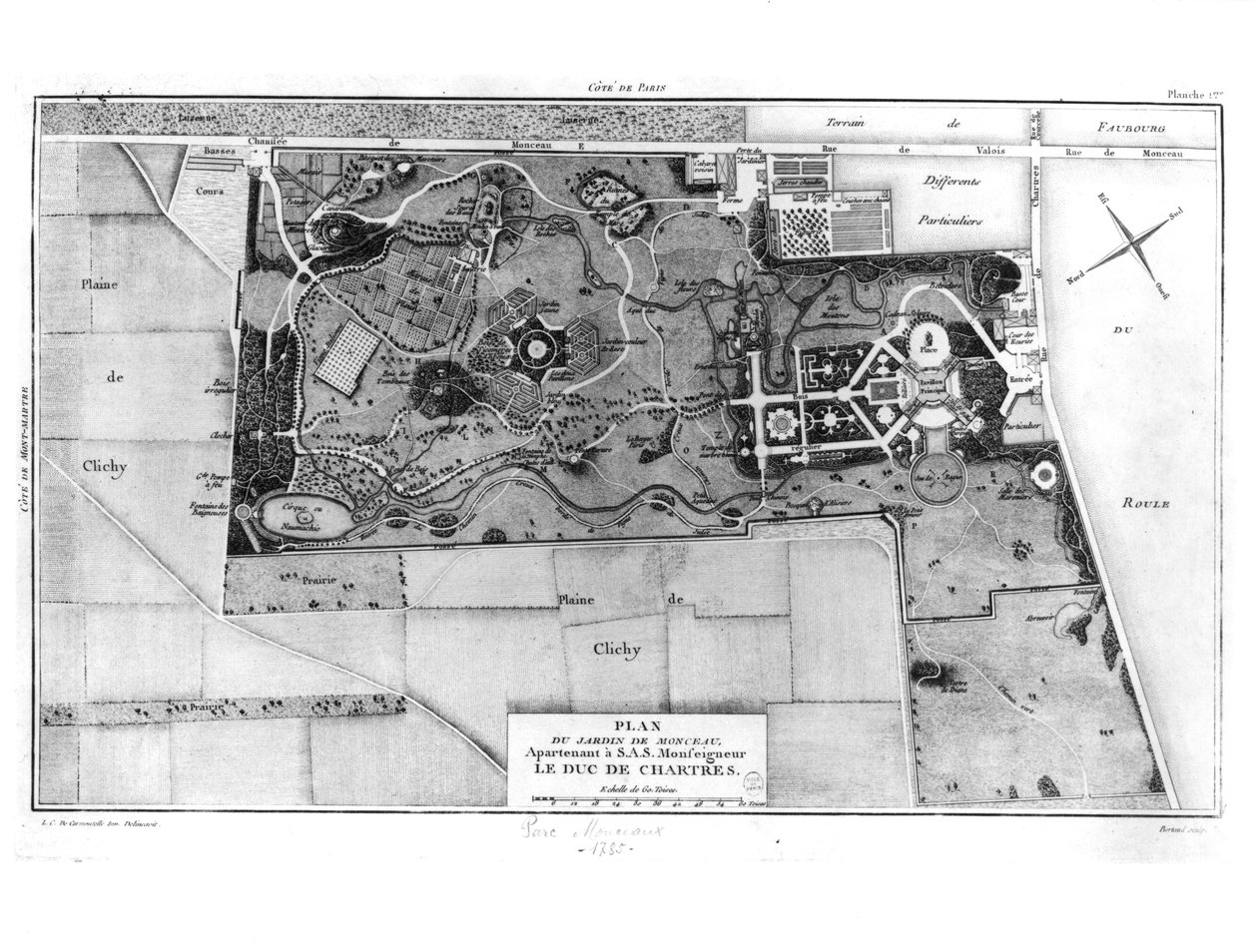 シャルトル公爵（1747-93）1785年に属するパリのモンソー公園の計画 作： ルイ・カロギス・ディ・カルモンテル