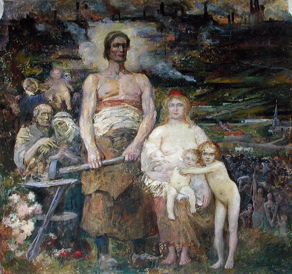 解放に向けて、ピエール・ド・ルーベ、1913年（壁画） 作： ルイ・チャールズ・スプリート