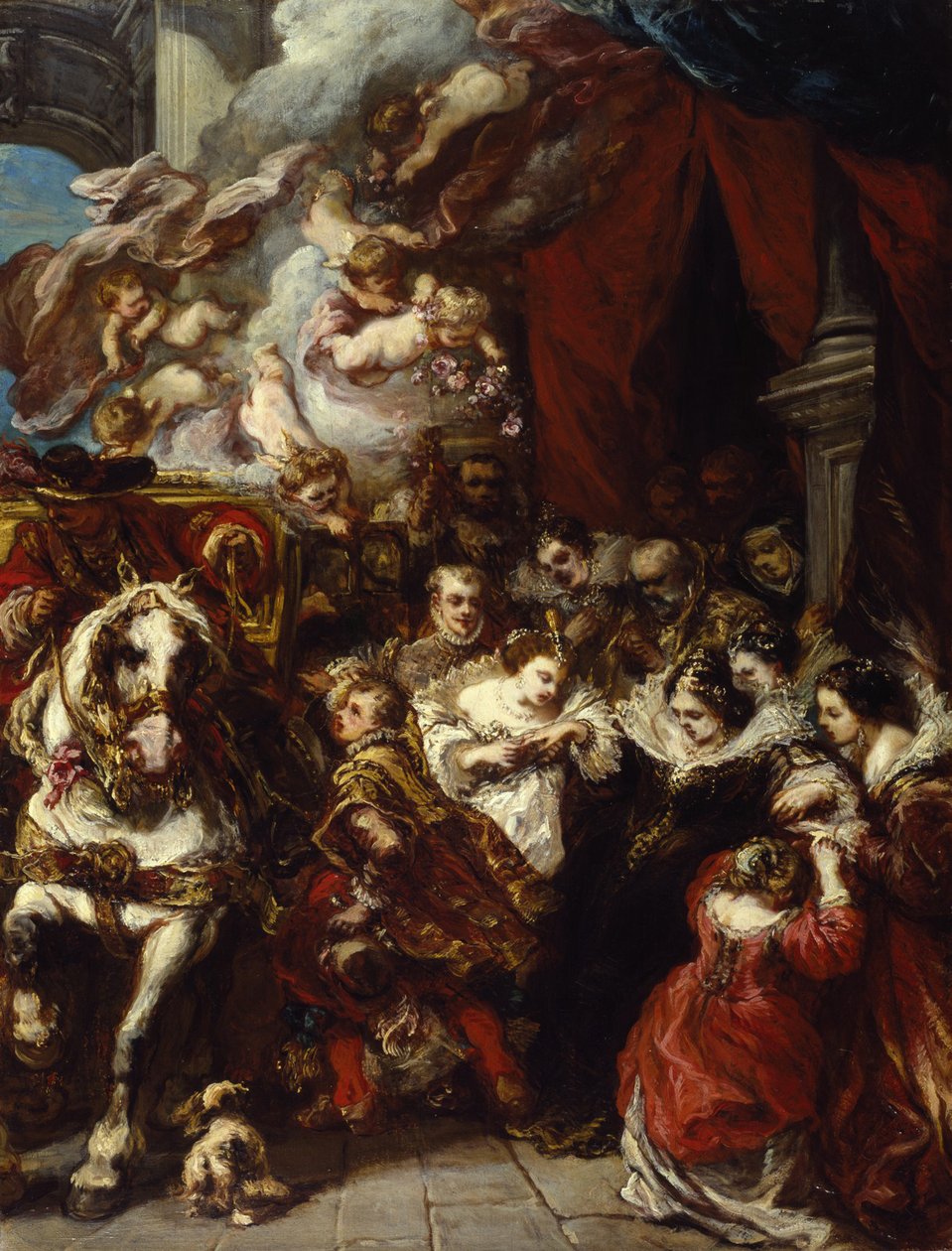 フランスのエリザベートの出発（1602-44）スペイン、c.1848 作： ユージン・イザベイ