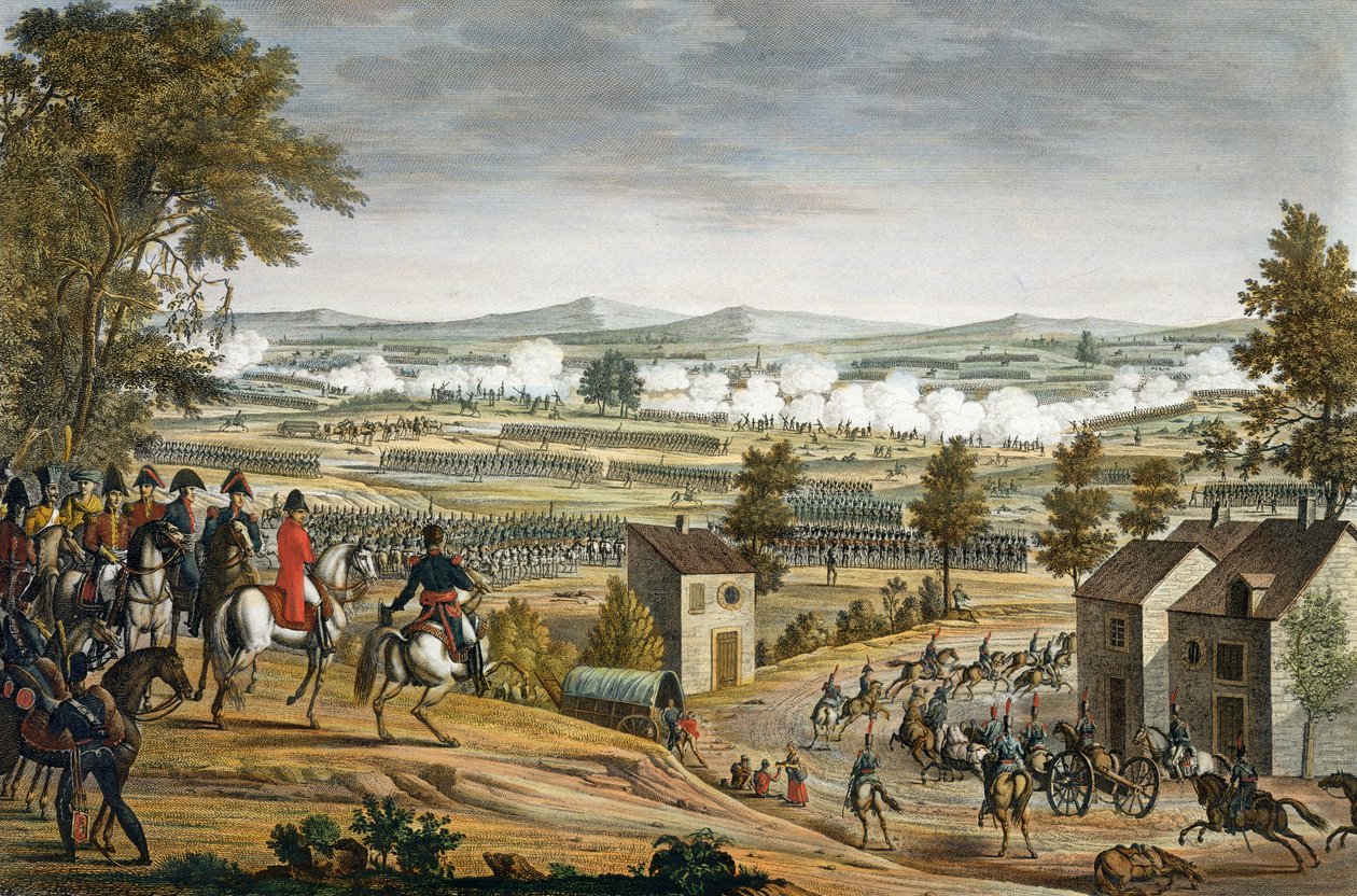 1813年5月2日のルッツェンの戦い、エドムボヴィネット（1767-1832）による彫刻（アクアチント） 作： ルイ・フランソワ・クーシュ
