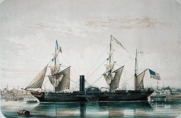 ルアーブルのフロリダ盆地のSSフランクリン、1851年頃 作： ルイ・ル・ブルトン