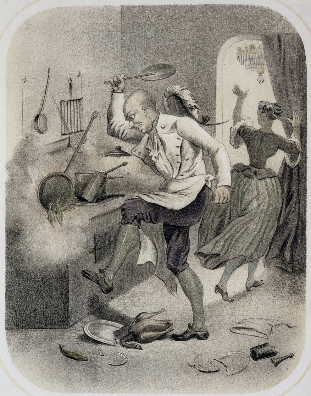 キッチンの怒り、七つの大罪を描いた一連の版画、c.1850 作： ルイレオポルドボイリー