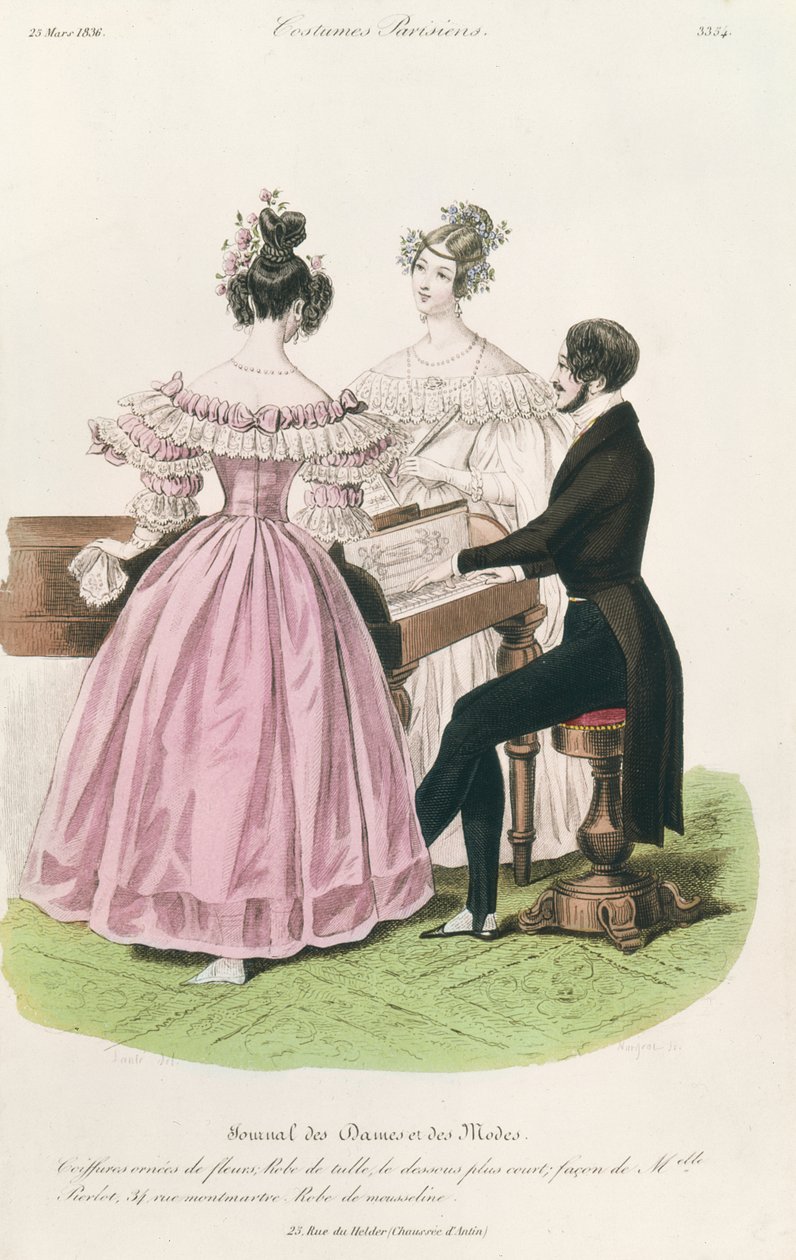 Journal des Dames et des Modesのファッションプレート、1836年3月23日 作： ルイスマリーランテ