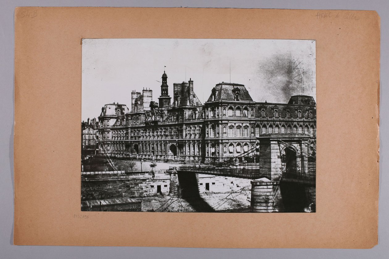 旧市庁舎の正面、アルコル橋の始まり。1860年頃。パリ第4区。 作： ルイ・レミー・ロベール