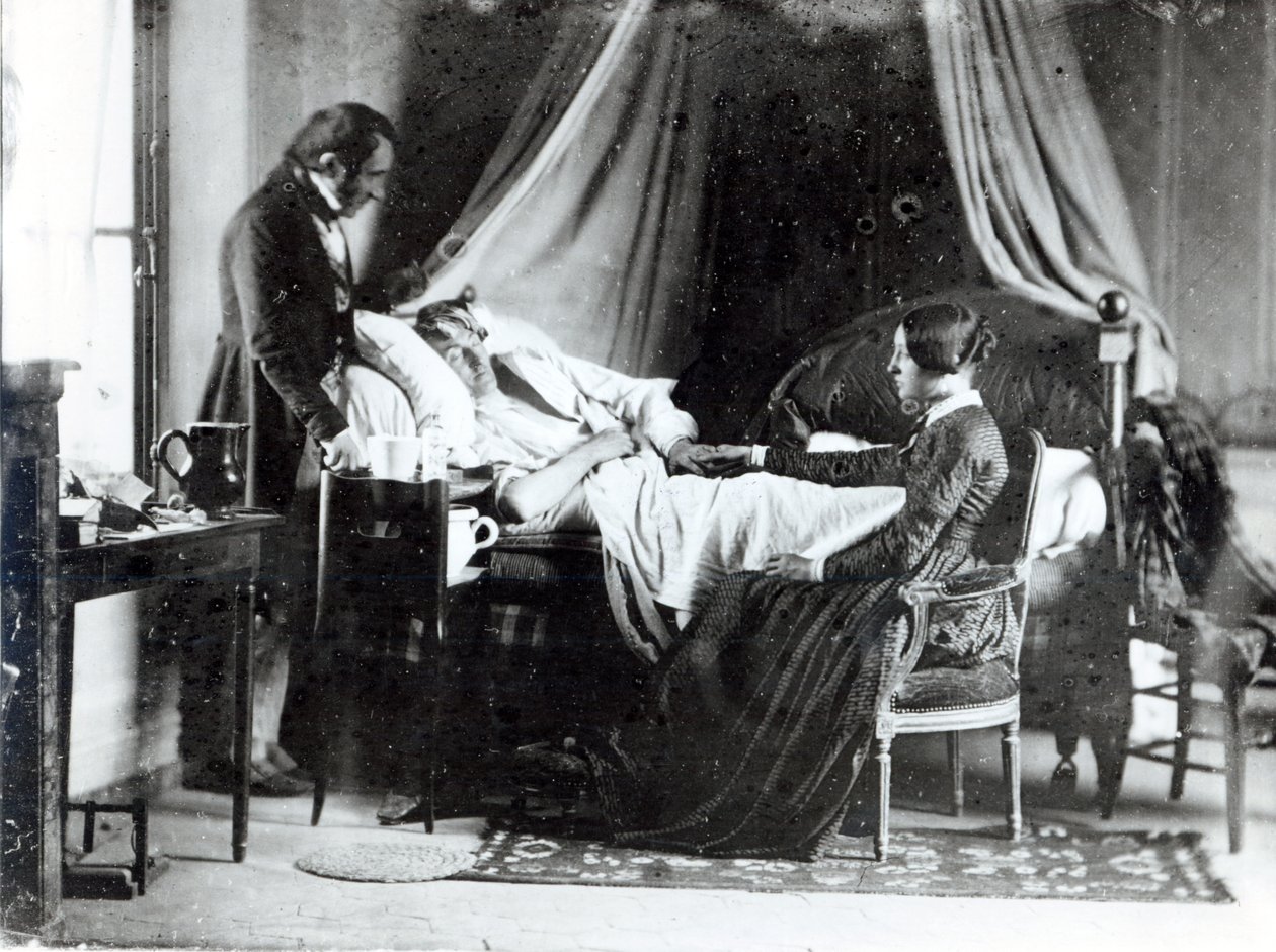 医師の患者への訪問、1840-50年頃（bw写真） 作： ルイ・アドルフ・ハンバート・ド・モラード