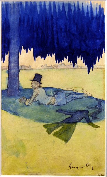 木の下に避難する男 1887年頃 （紙に水彩画） 作： ルイ・アンケタン