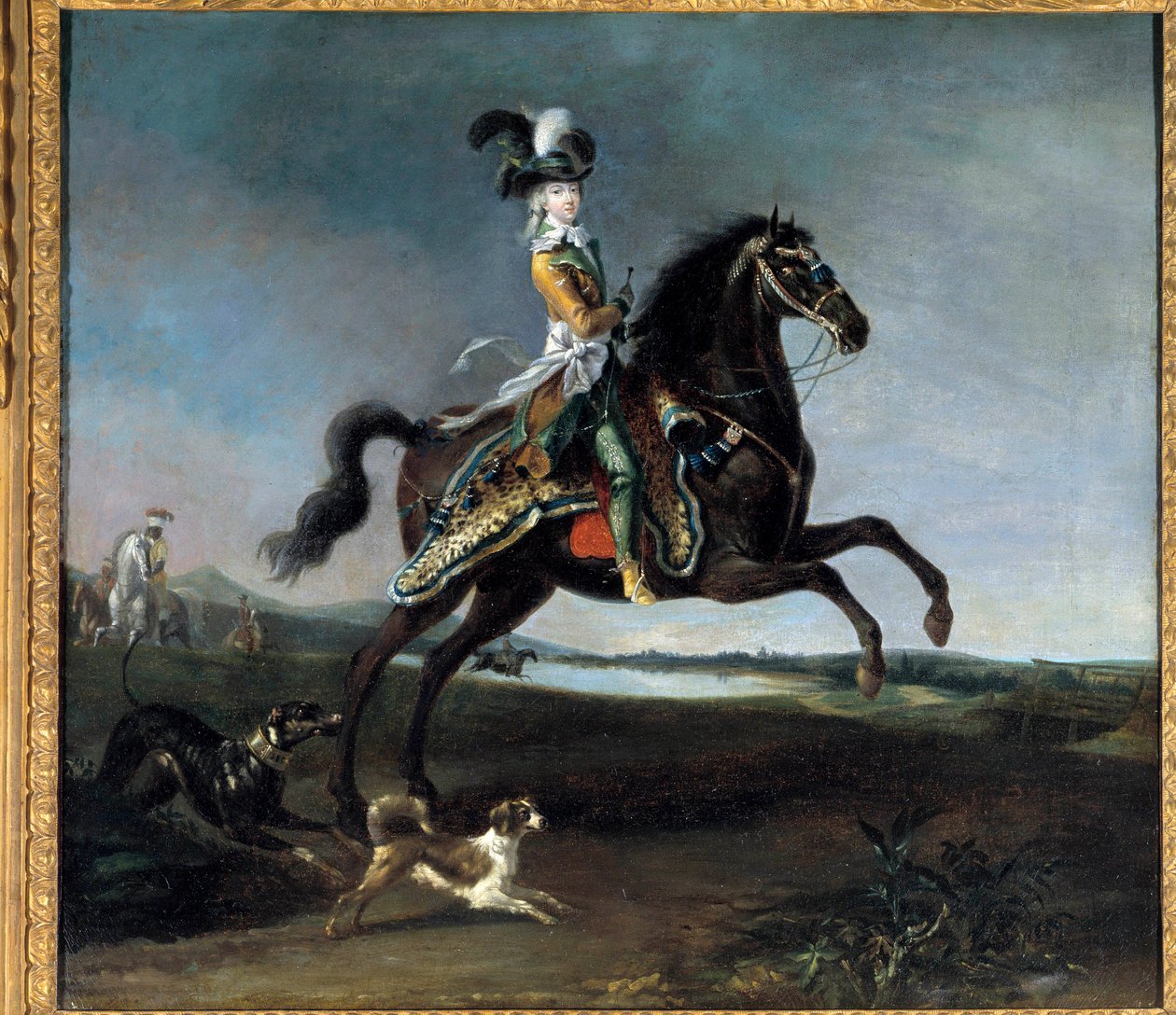 フランスの女王ロレーヌ・ハプスブルク (1755-1793) によるマリー・アントワネットの騎馬肖像 ルイ・オーギュスト・ブラン (1758-1815) による絵画 作： ルイ・オーガスト・ブラン
