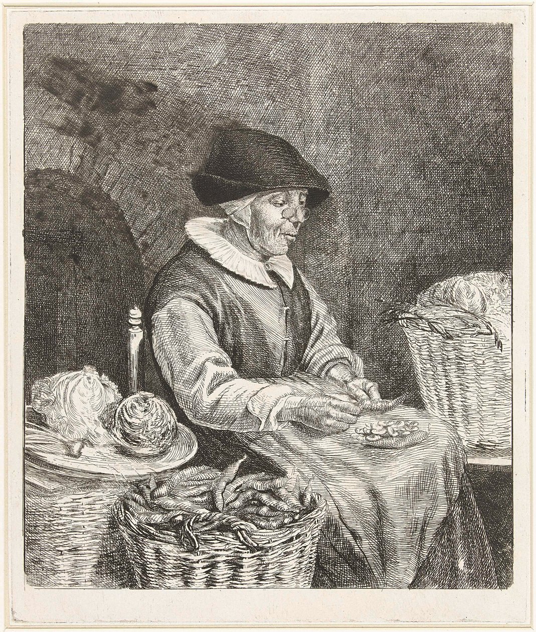 豆をつける老女（1780年、アムステルダム国立美術館蔵） 作： Louis Bernard Coclers