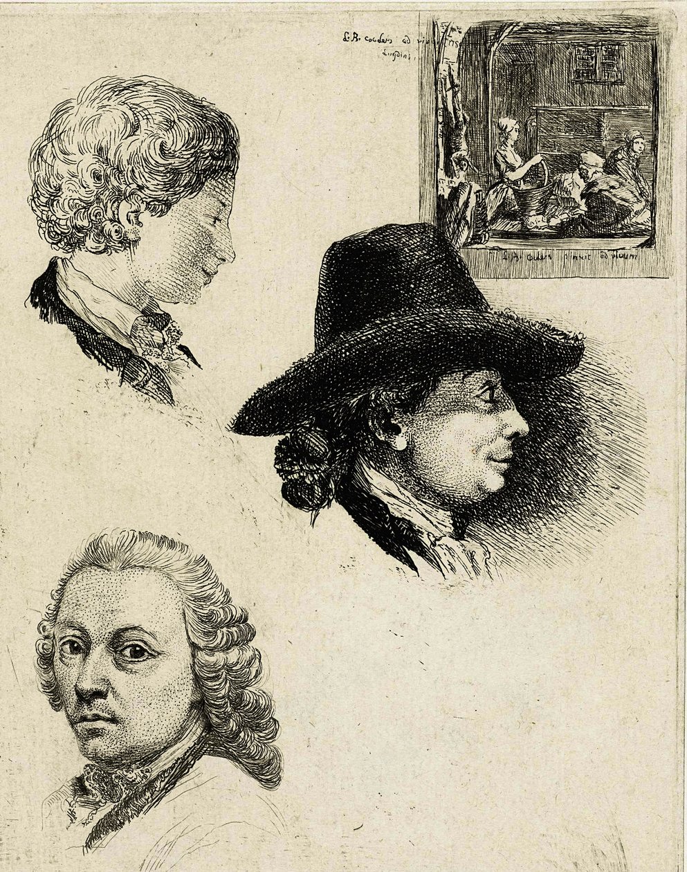 コクラーズ、L B、ルイ・ベルナール・コクラーズとその家族の肖像画が描かれた習作シート（ライクス博物館蔵） 作： Louis Bernard Coclers