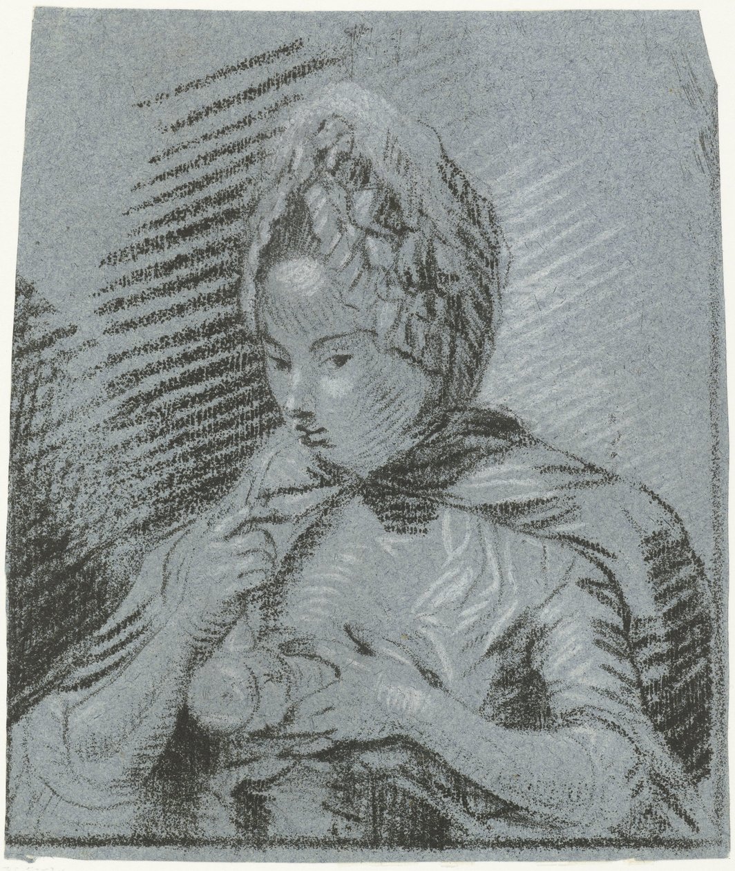 若い母親は子供に哺乳瓶を与えます 作： Louis Bernard Coclers