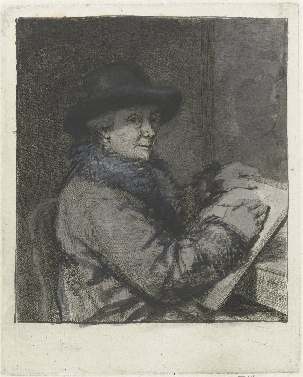 アーティストのヨハネス・ヤンソンの肖像画、ドローイング 作： Louis Bernard Coclers