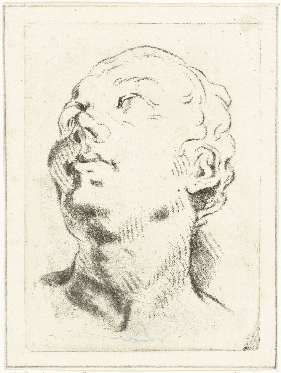 頭を上げて視線を上に向けた学習シート 作： Louis Bernard Coclers