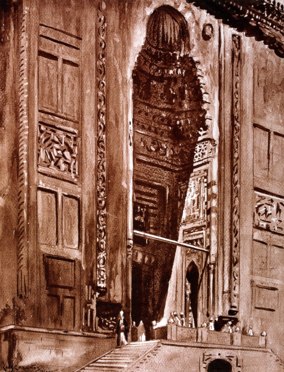 スルタンハッサンのモスクへの入り口、1928 作： ルイ・カバネス